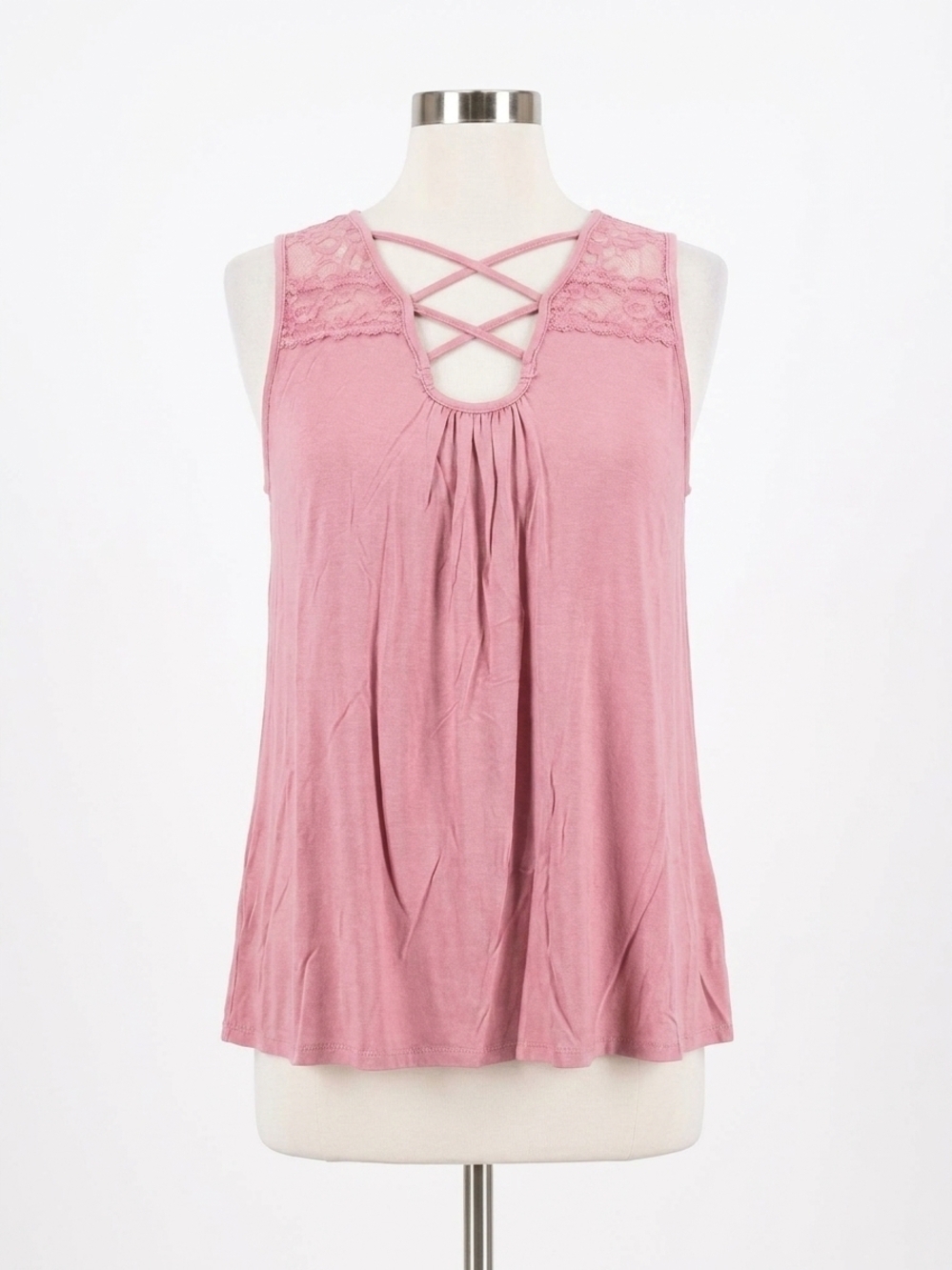 NEW POL criss cross sleeveless top in pink